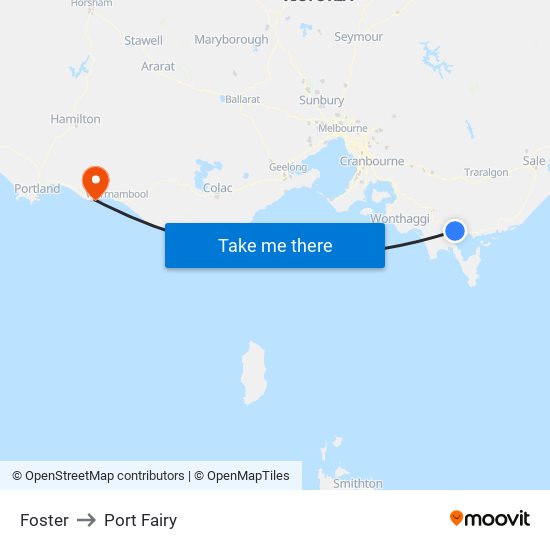 Foster to Port Fairy map