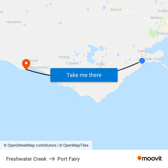 Freshwater Creek to Port Fairy map