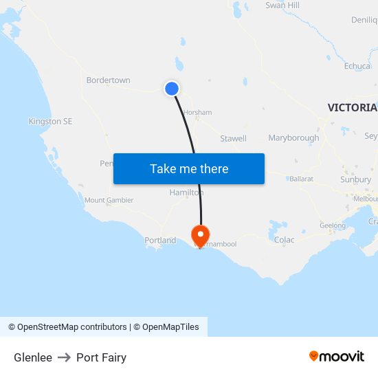 Glenlee to Port Fairy map