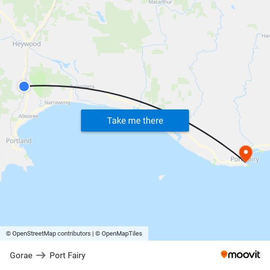 Gorae to Port Fairy map