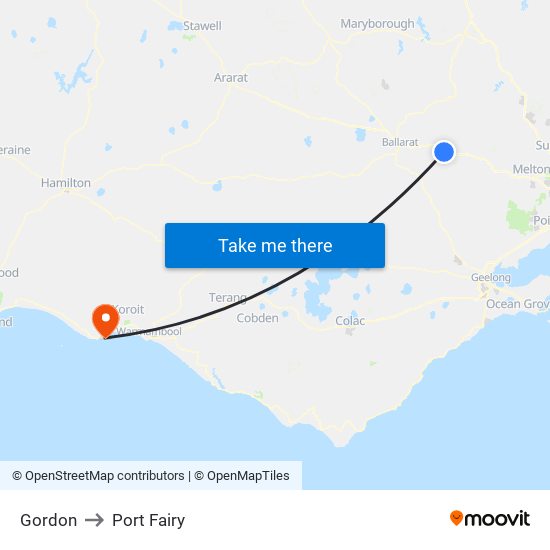 Gordon to Port Fairy map