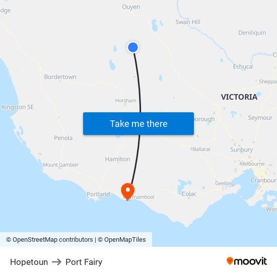 Hopetoun to Port Fairy map