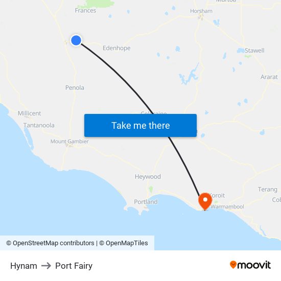 Hynam to Port Fairy map