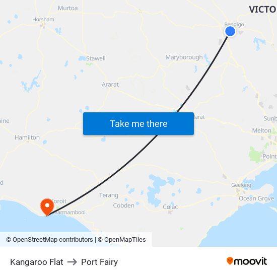 Kangaroo Flat to Port Fairy map