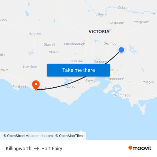 Killingworth to Port Fairy map