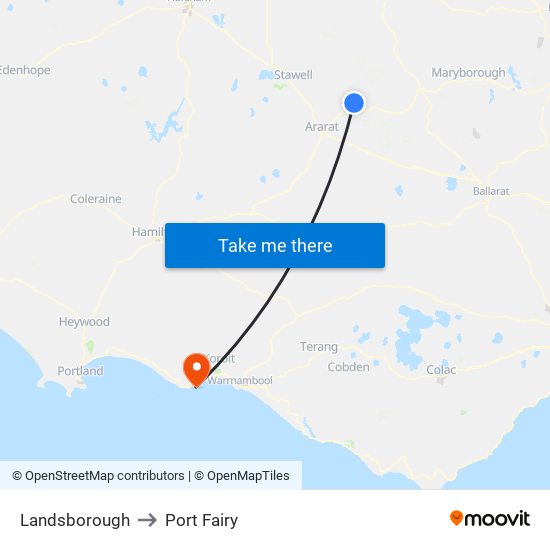 Landsborough to Port Fairy map