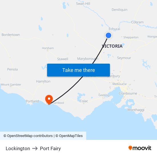 Lockington to Port Fairy map