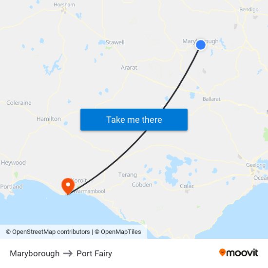 Maryborough to Port Fairy map