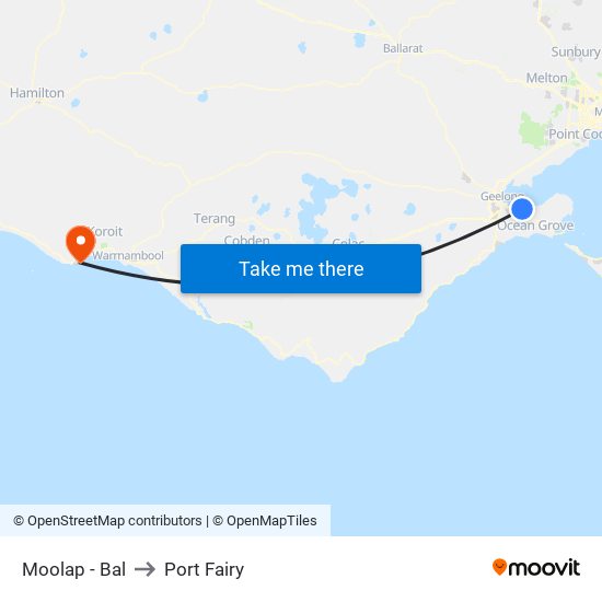 Moolap - Bal to Port Fairy map