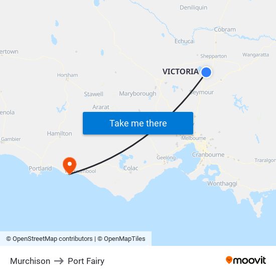 Murchison to Port Fairy map