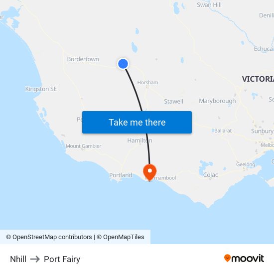 Nhill to Port Fairy map