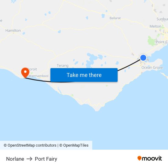 Norlane to Port Fairy map