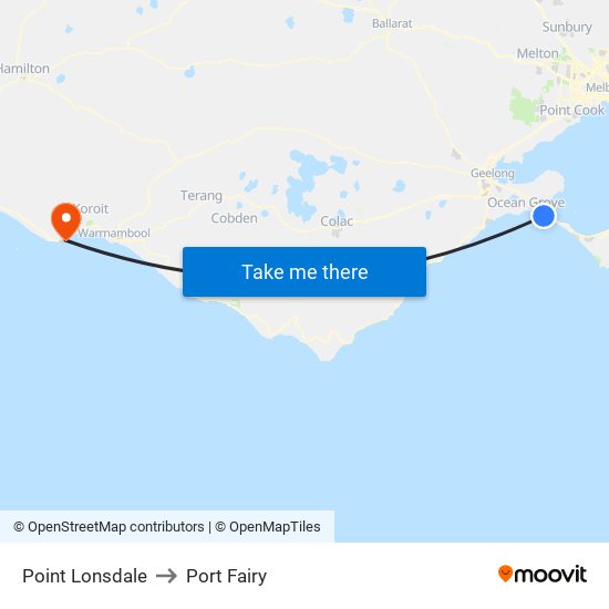 Point Lonsdale to Port Fairy map