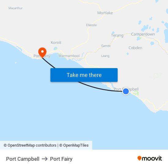 Port Campbell to Port Fairy map