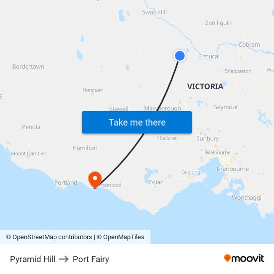 Pyramid Hill to Port Fairy map