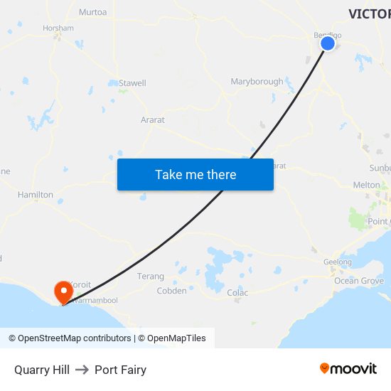 Quarry Hill to Port Fairy map