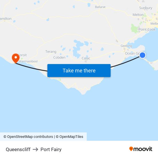 Queenscliff to Port Fairy map