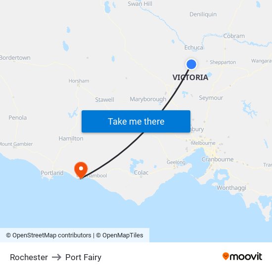 Rochester to Port Fairy map