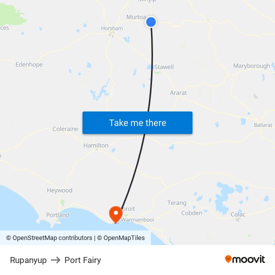 Rupanyup to Port Fairy map