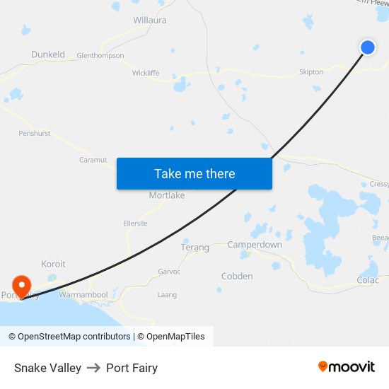 Snake Valley to Port Fairy map