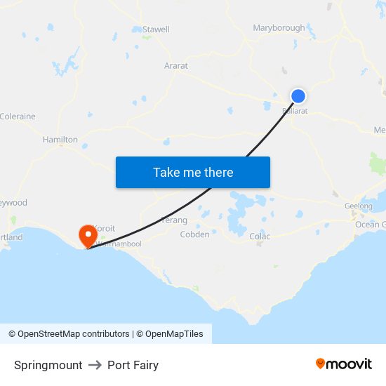 Springmount to Port Fairy map