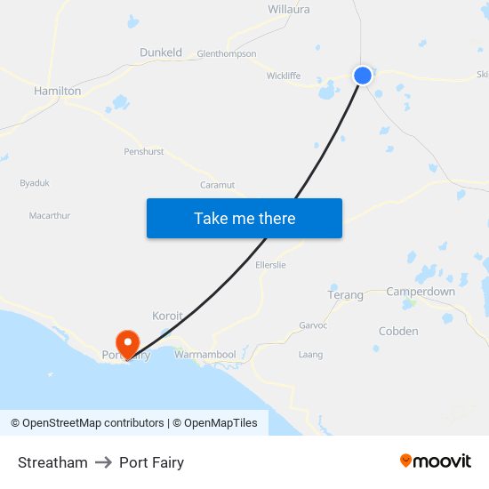 Streatham to Port Fairy map