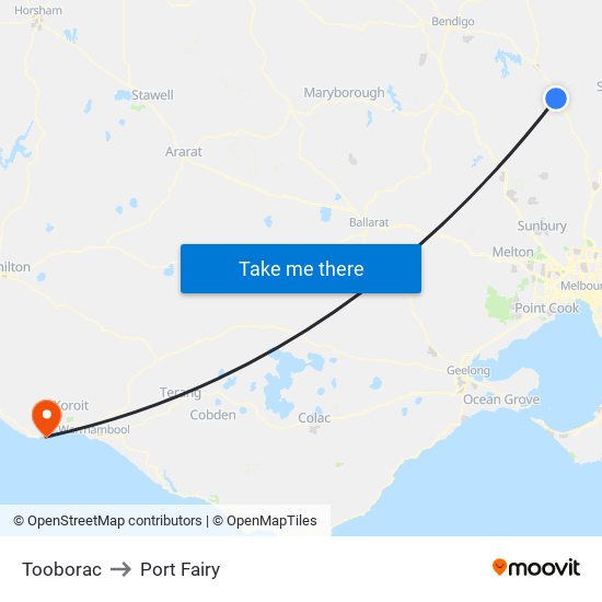 Tooborac to Port Fairy map