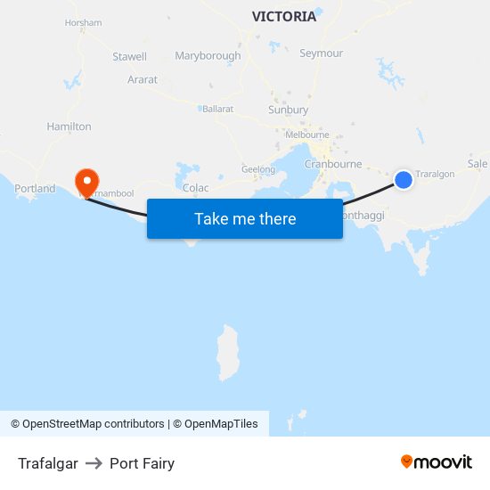 Trafalgar to Port Fairy map