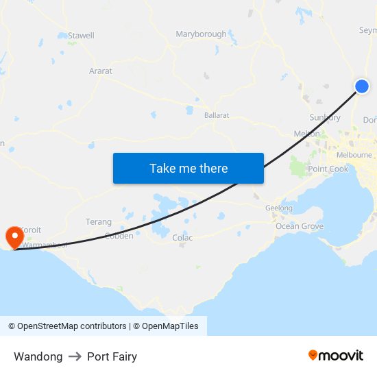 Wandong to Port Fairy map