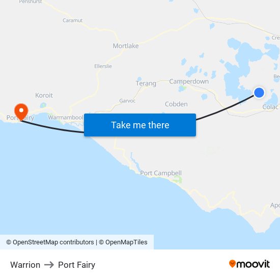 Warrion to Port Fairy map