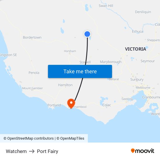 Watchem to Port Fairy map