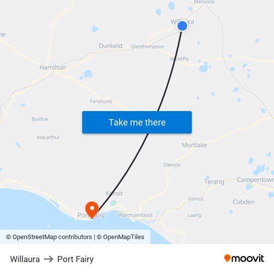 Willaura to Port Fairy map