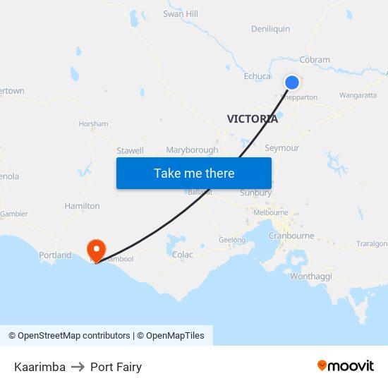 Kaarimba to Port Fairy map