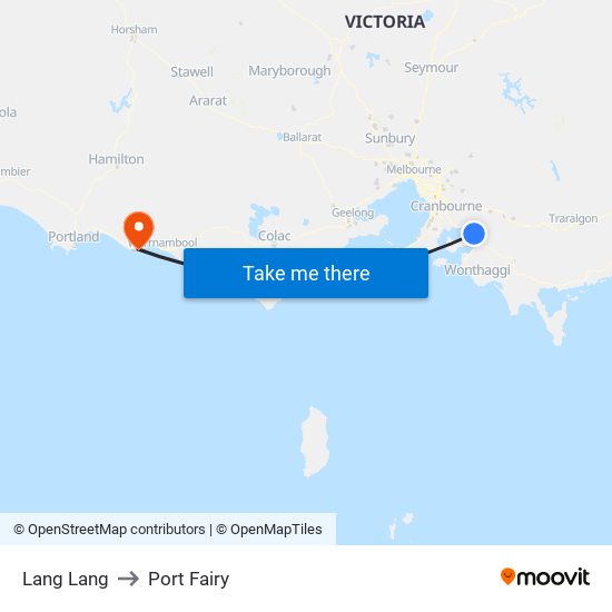 Lang Lang to Port Fairy map