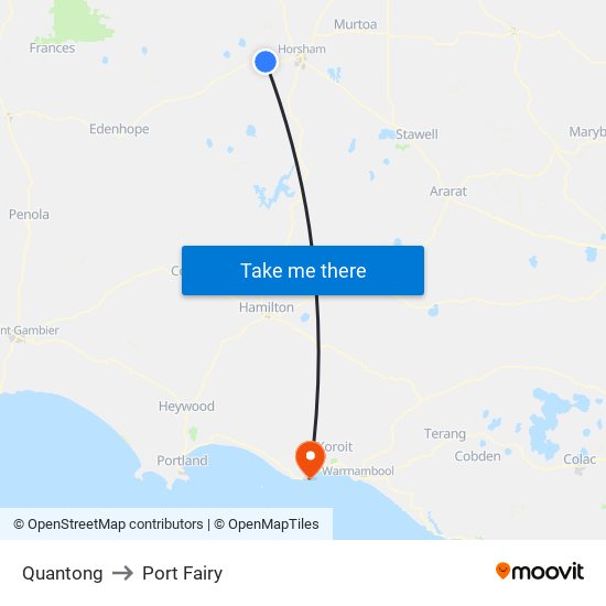 Quantong to Port Fairy map