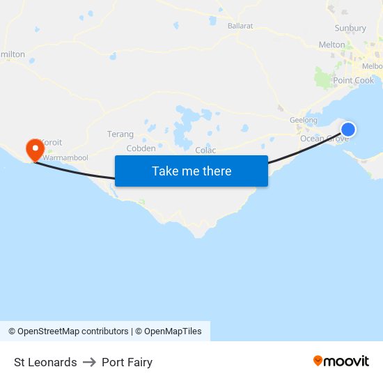 St Leonards to Port Fairy map