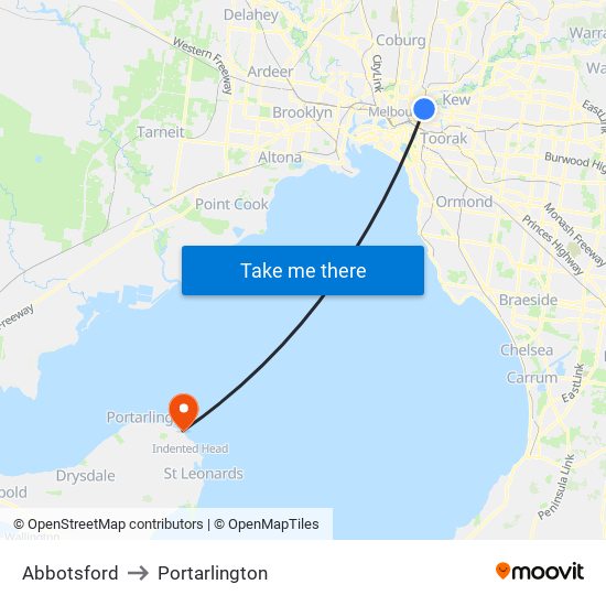 Abbotsford to Portarlington map