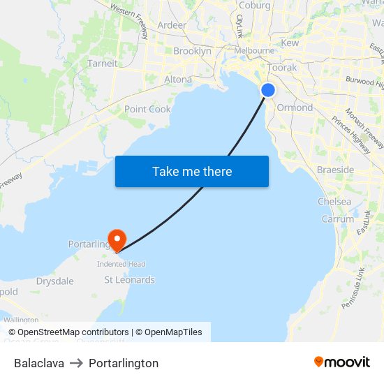 Balaclava to Portarlington map