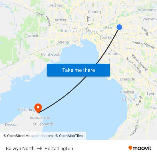 Balwyn North to Portarlington map