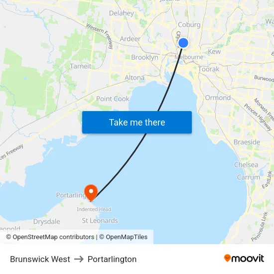 Brunswick West to Portarlington map