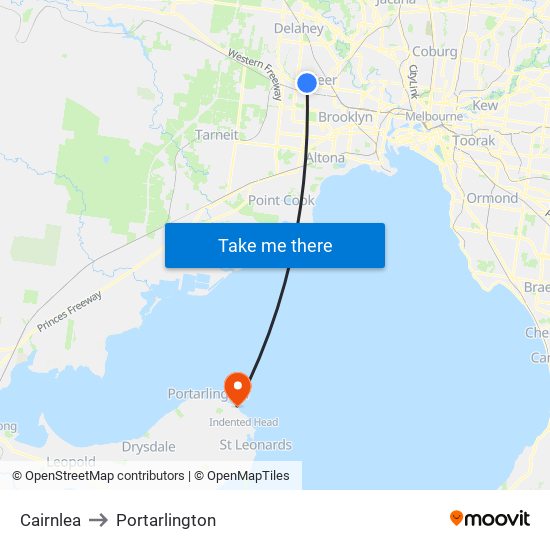 Cairnlea to Portarlington map