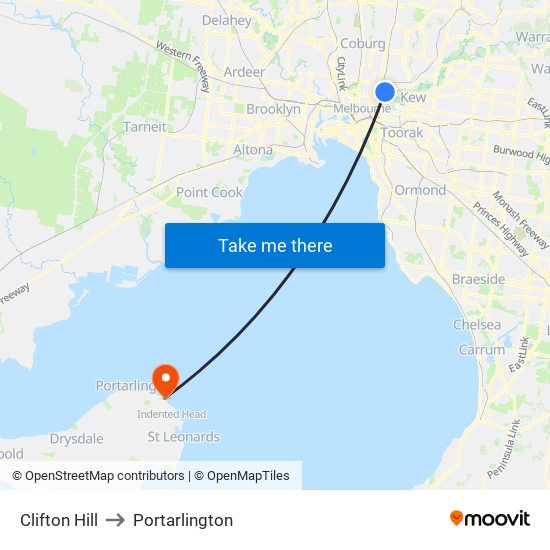 Clifton Hill to Portarlington map