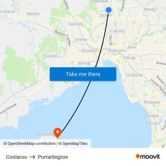 Coolaroo to Portarlington map