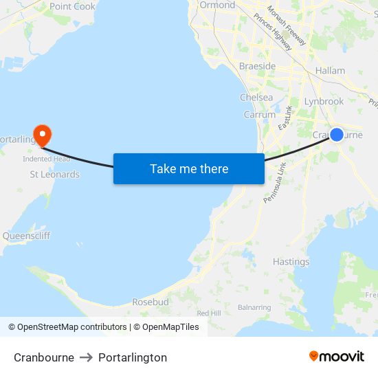 Cranbourne to Portarlington map