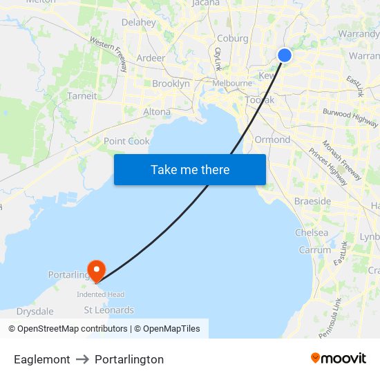 Eaglemont to Portarlington map