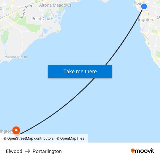 Elwood to Portarlington map