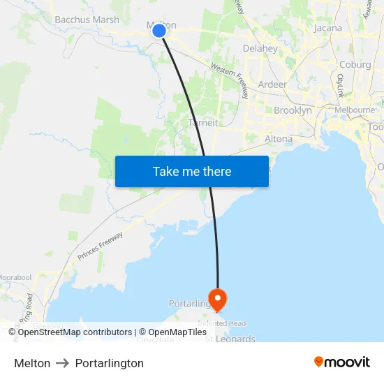 Melton to Portarlington map