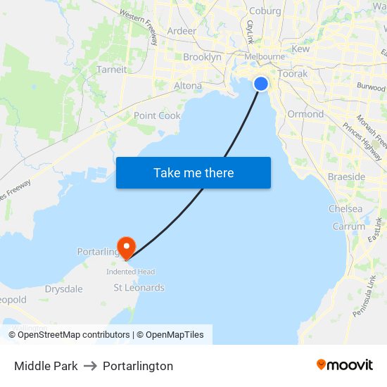 Middle Park to Portarlington map