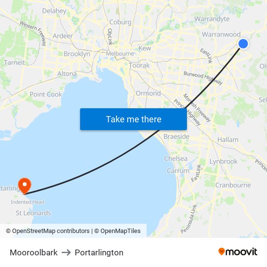 Mooroolbark to Portarlington map