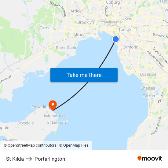 St Kilda to Portarlington map